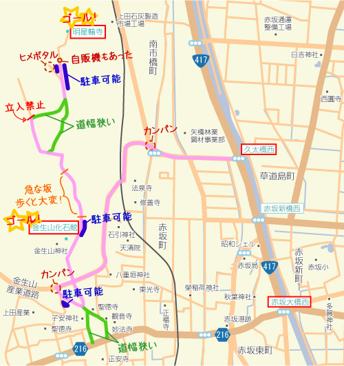 金生山化石館までの道のりマップ