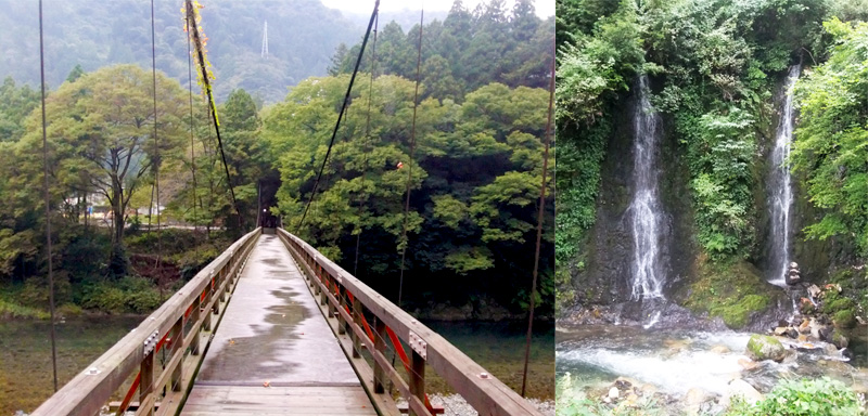「恋のつり橋」と「夫婦滝」の写真
